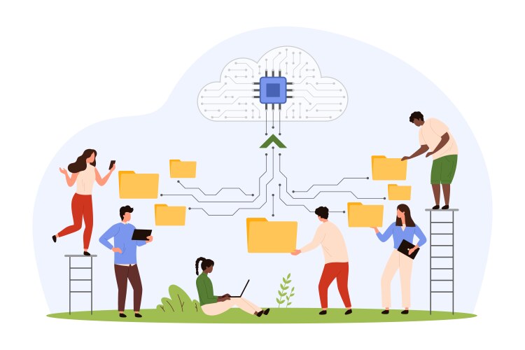 digital exchange and data transfer over network vector image