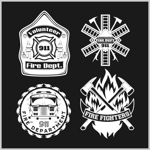 Vintage monochrome firefighting labels set Vector Image