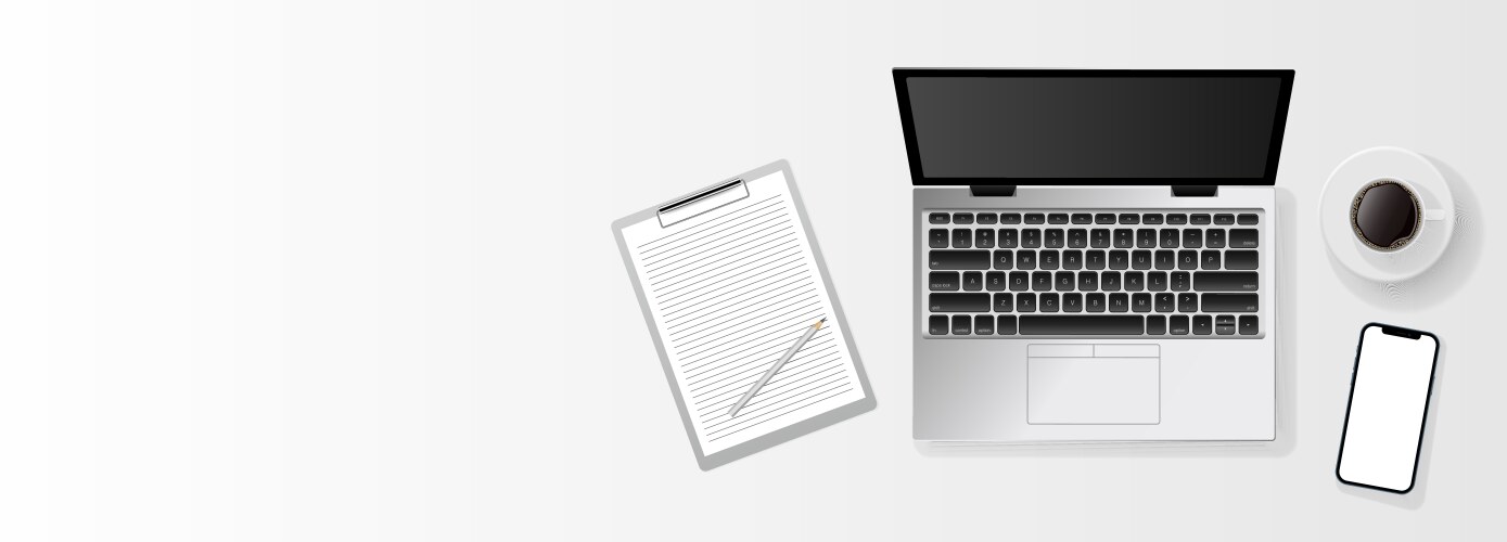 Flat lay minimal work space top view office desk vector image