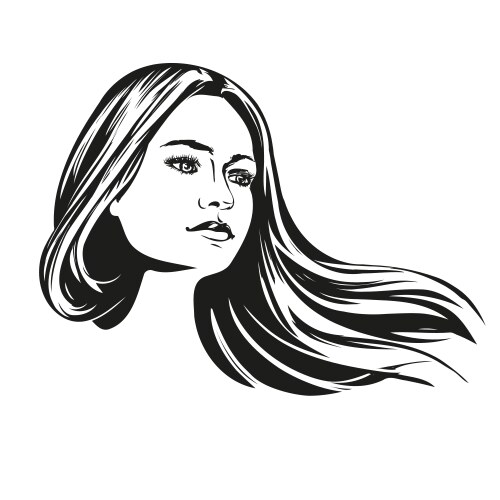 Girl beautiful woman face hand drawn Vector Image