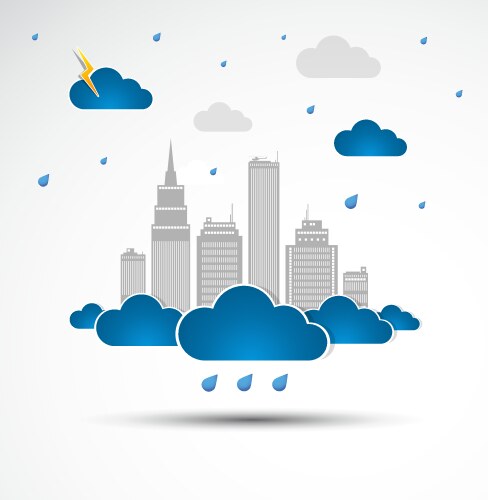 Sky-scraper city theme background bad weather vector image