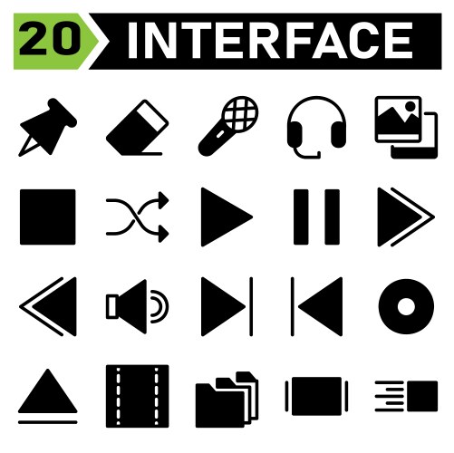 Web interface icon set include pin app vector image