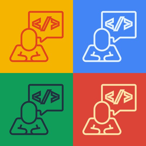 Pop art line web design and front end development vector image