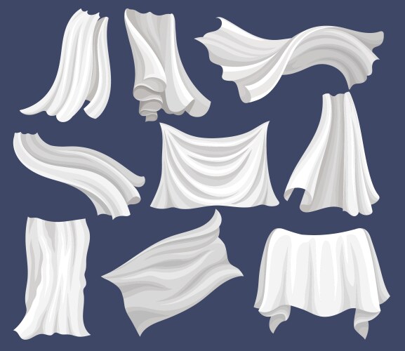 White Silk Fabric Drapes Vector Image