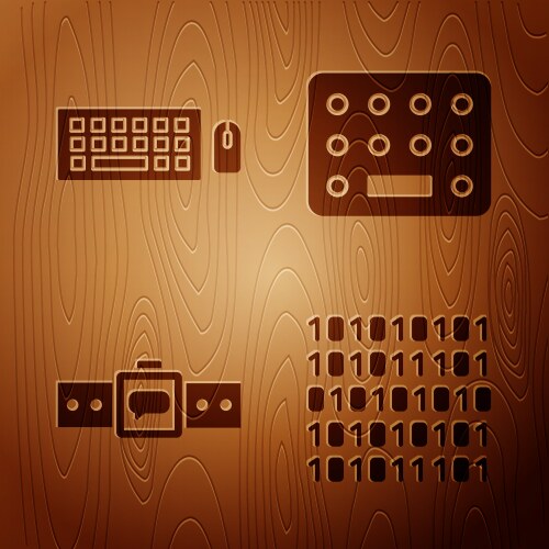 Set binary code keyboard and mouse smartwatch vector image
