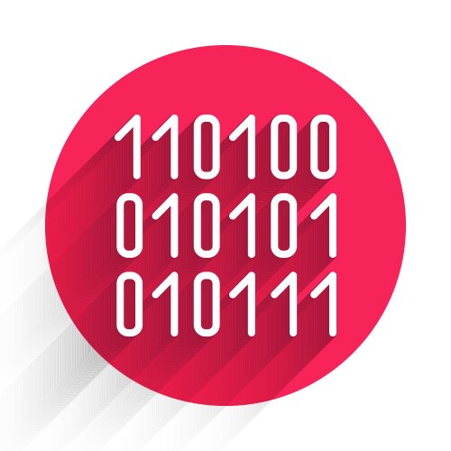 White binary code icon isolated with long shadow vector image