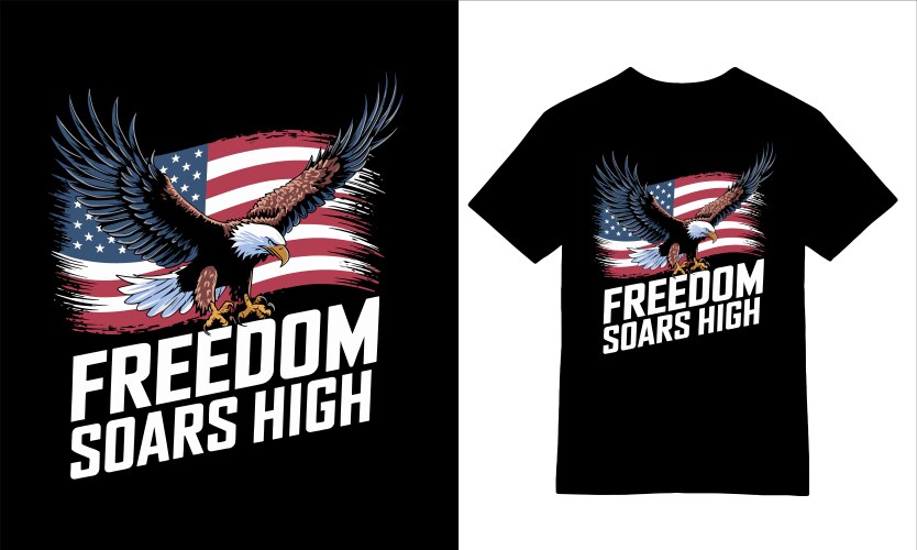 Bold Eagle & American Flag T-Shirt Vector Image