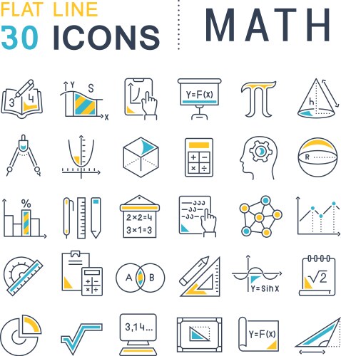 Set line icons math vector image