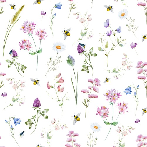 Watercolor Wildflower Pattern Vector Image