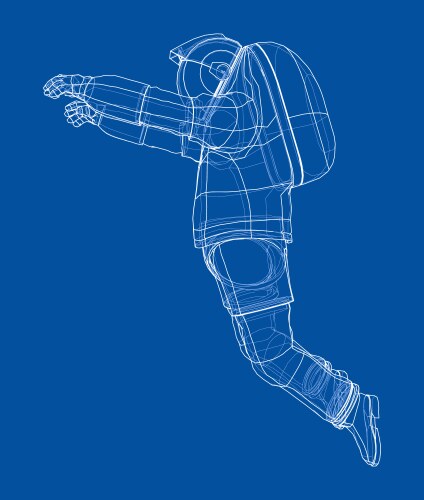 Astronaut in Space - Wireframe Rendering vector image