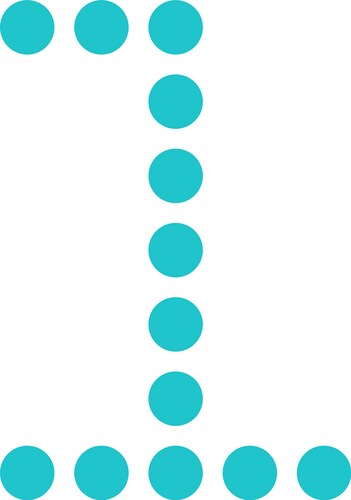 Digital number one 1 display board round dot vector image