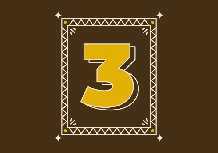 Retro frame with number three vector image