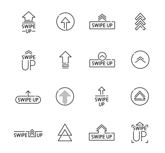 swipe up icons arrow buttons to scroll and drag vector image