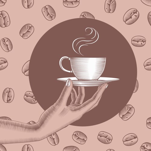 Elegant Coffee Cup Hand Drawing Vector Image