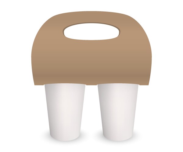 Coffee cup takeaway pack holder mockup 3d vector image