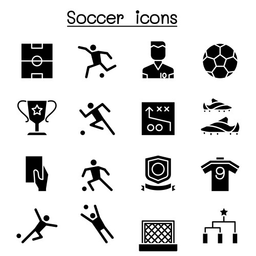 Soccer football icon set in glyph style Vector Image