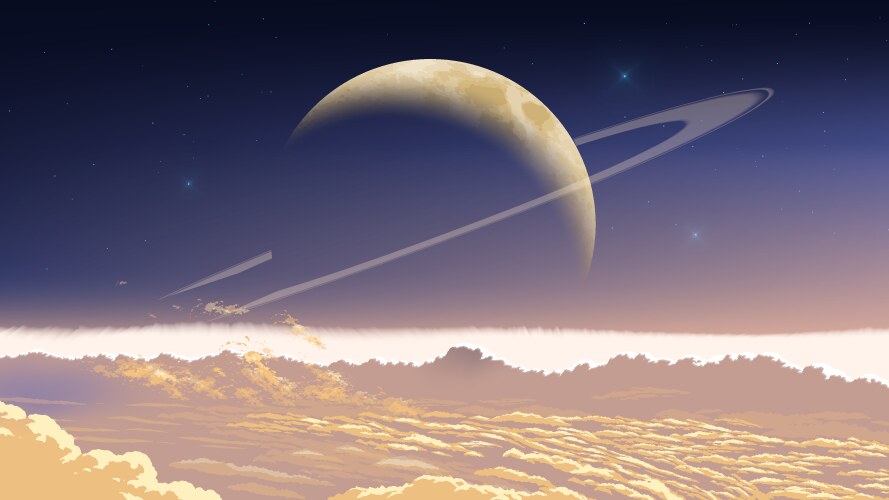 Cloudscape with a ring planet vector image