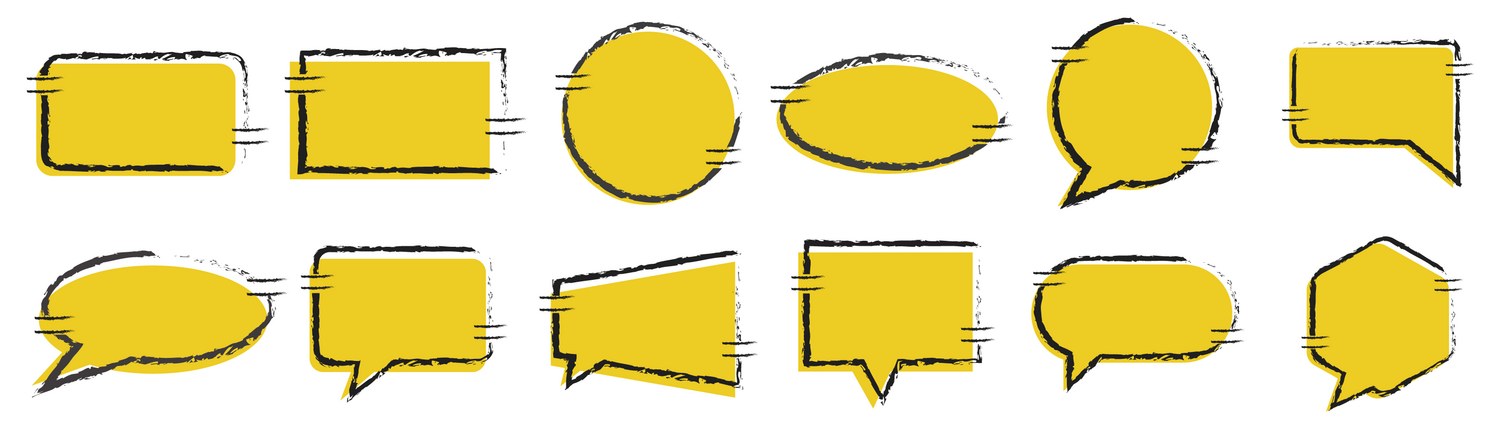 Hand Drawn Speech Bubbles & Clouds Vector Image