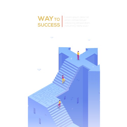 way to success - modern isometric banner vector