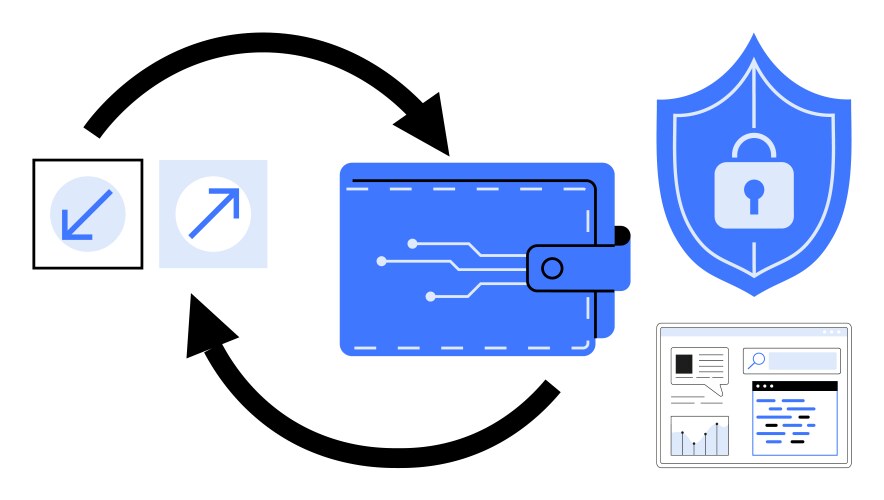 Digital wallet with encryption secure transaction vector image