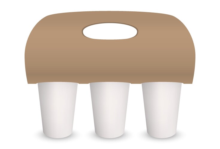 coffee cup takeaway pack holder mockup 3d vector image