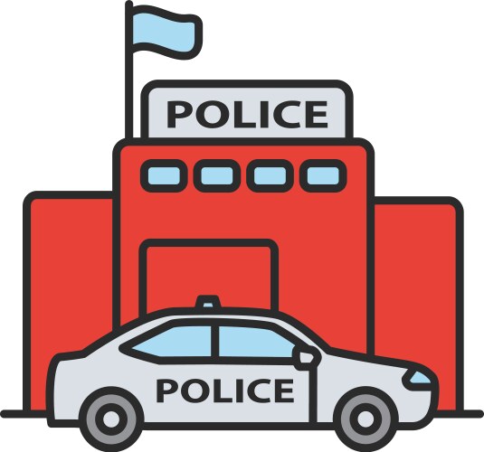 Police department building color icon Vector Image