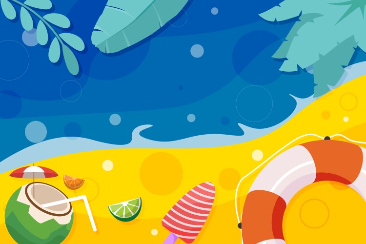 Summer beach top view elements background Vector Image