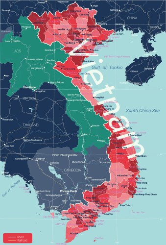 Vietnam Map - Detailed Editable Vector Image