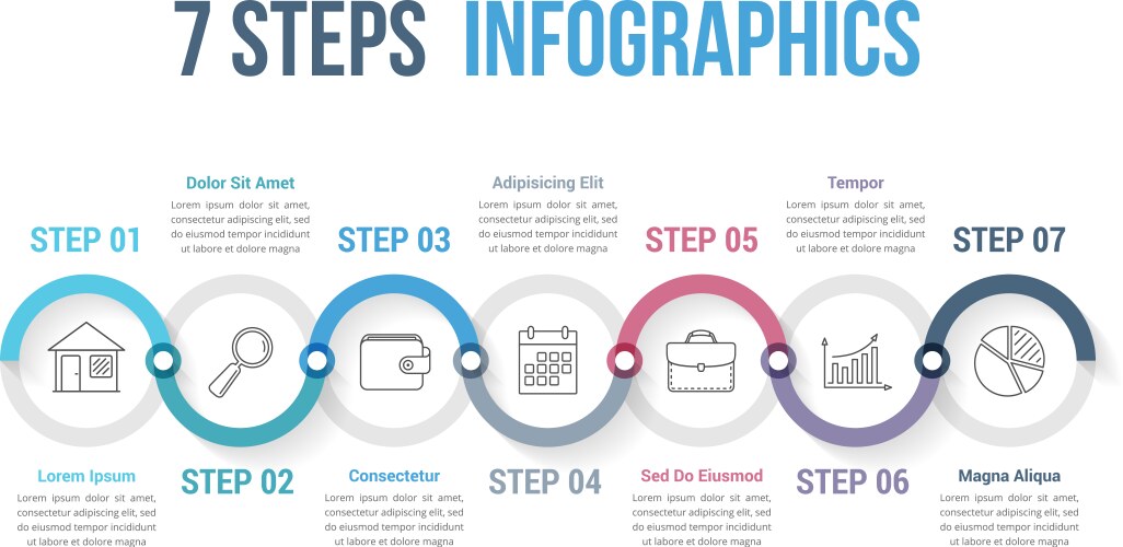 7 steps infographics vector image vector image