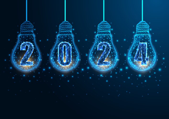 futuristic happy 2024 new year hi tech banner vector image