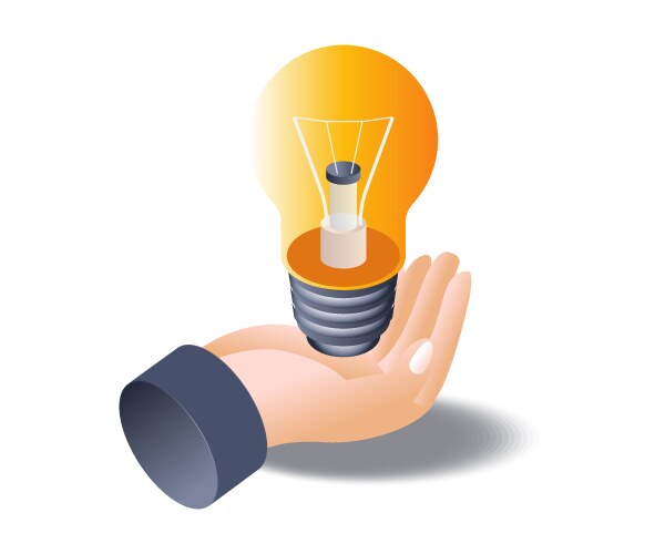 hand with lamp infographic idea 3d flat isometric vector image