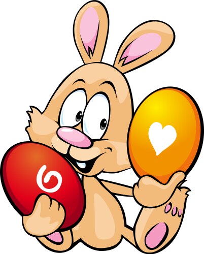 Cartoon rabbit painting an easter egg Royalty Free Vector