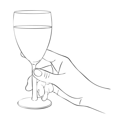 Hand with glass of wine vector image