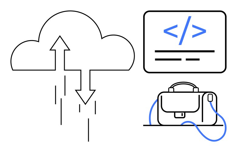Cloud computing with coding screen and laptop bag vector image