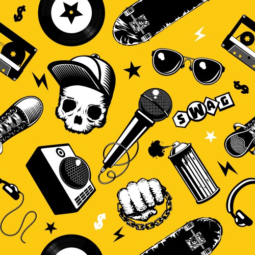 hip-hop seamless pattern with music equipment vector image