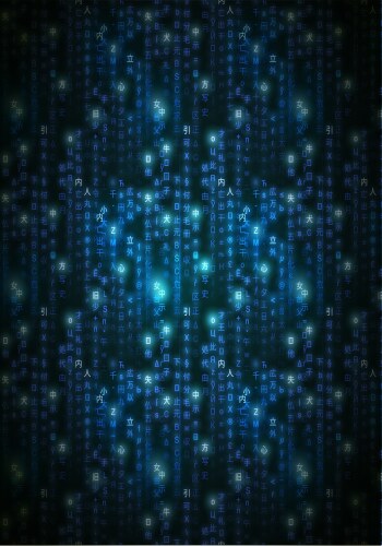 blue matrix symbols digital binary code on dark vector image