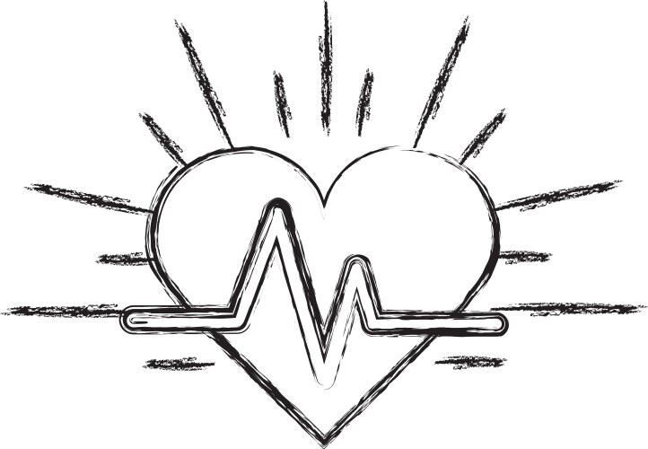 silhouette heartbeat cardio vital sign vector image