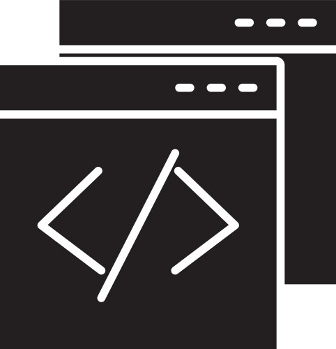 Web browser coding icon silhouette style vector image