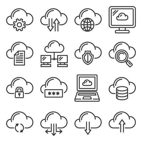Cloud Computing Icons - Network & Data vector image