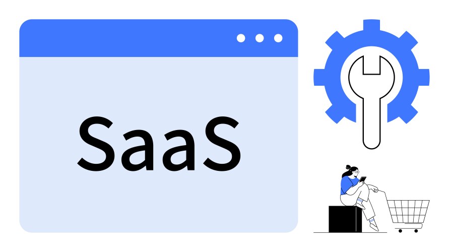 Conceptual saas platform with user and tools vector image