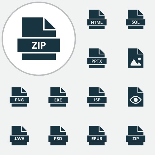 File icons set with programming language format vector image