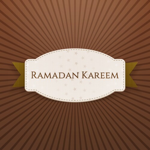 ramadan kareem paper badge with text and ribbon vector