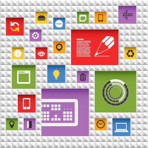 Abstract background of color blocks with icons vector image