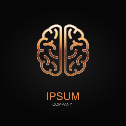Golden human brain logo icon Royalty Free Vector Image