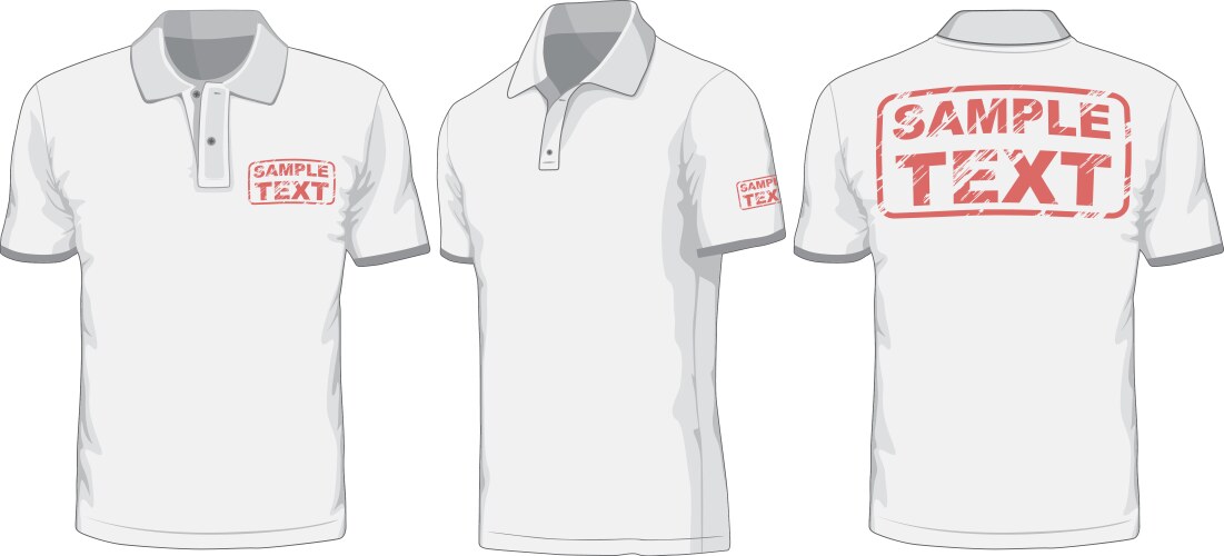 front back and side views of polo-shirt vector