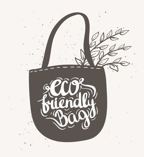 Eco bag with leaves hipster vintage stylized Vector Image