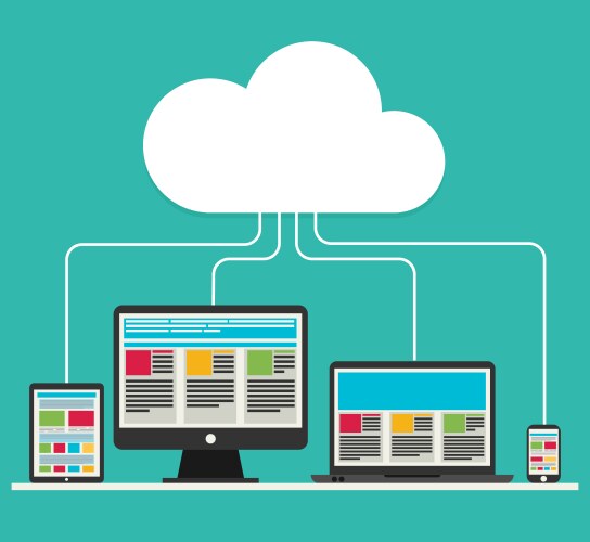 Flat design cloud computing with devices elements vector image