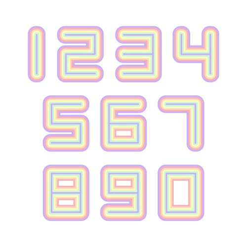 Set of numbers with rainbow typography design vector image