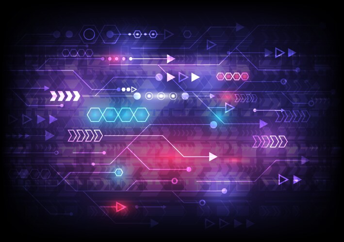 Speed arrow and glowing computer data abstract vector image