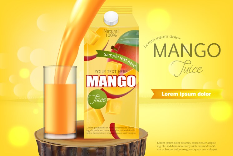 Mango Juice Advertising Package Design Royalty Free Vector